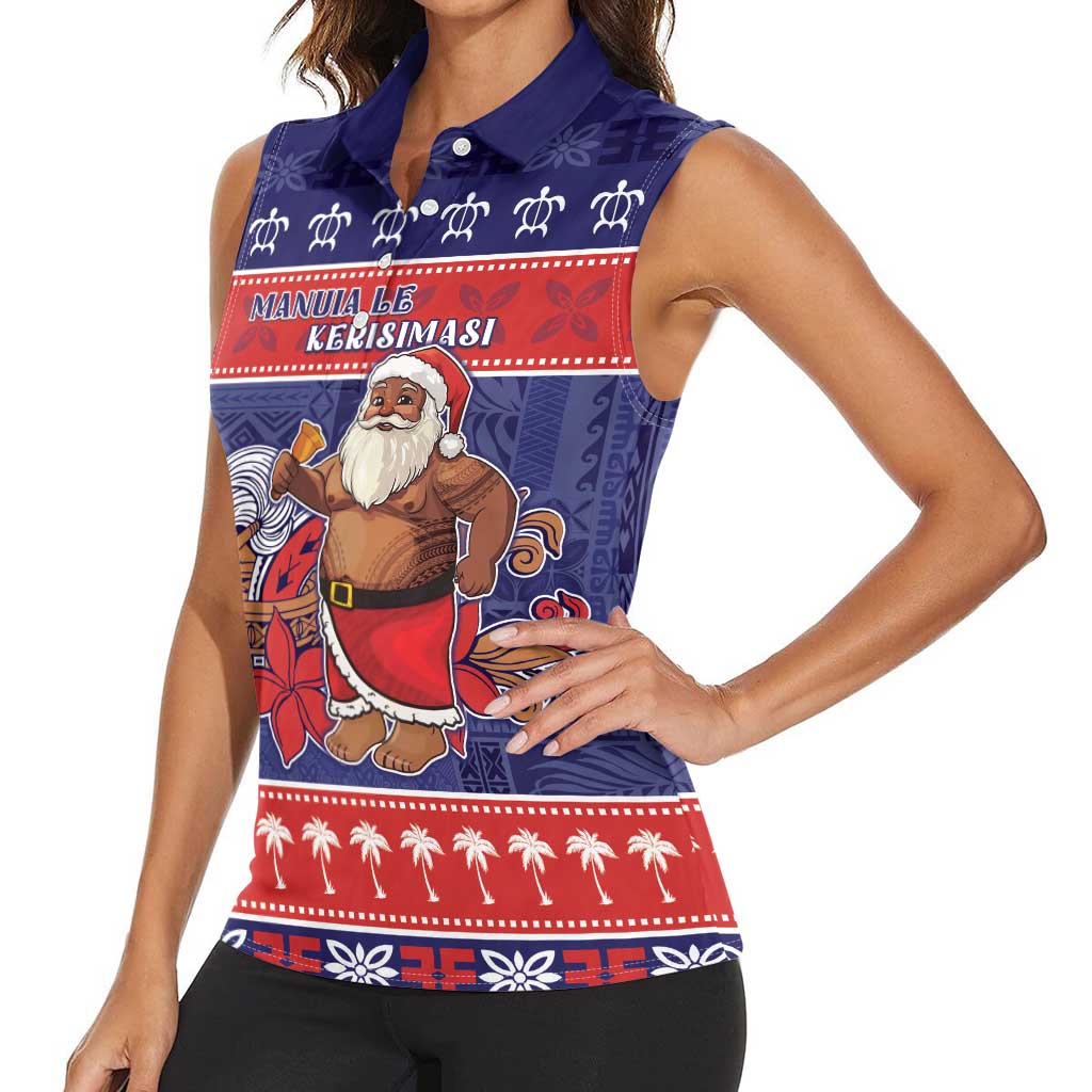 Samoa Christmas Women Sleeveless Polo Shirt Samoan Santa Claus Manuia Le Kerisimasi LT05 - Polynesian Pride