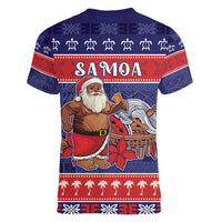 Samoa Christmas Women V-Neck T-Shirt Samoan Santa Claus Manuia Le Kerisimasi LT05 - Polynesian Pride