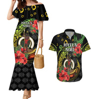 Love Vanuatu Christmas Couples Matching Mermaid Dress and Hawaiian Shirt God Yumi Polynesian Tribal Pattern LT05 Black - Polynesian Pride