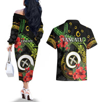Love Vanuatu Christmas Couples Matching Off The Shoulder Long Sleeve Dress and Hawaiian Shirt God Yumi Polynesian Tribal Pattern LT05 - Polynesian Pride