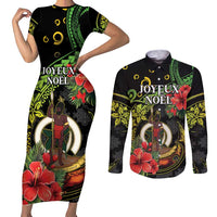 Love Vanuatu Christmas Couples Matching Short Sleeve Bodycon Dress and Long Sleeve Button Shirt God Yumi Polynesian Tribal Pattern LT05 Black - Polynesian Pride