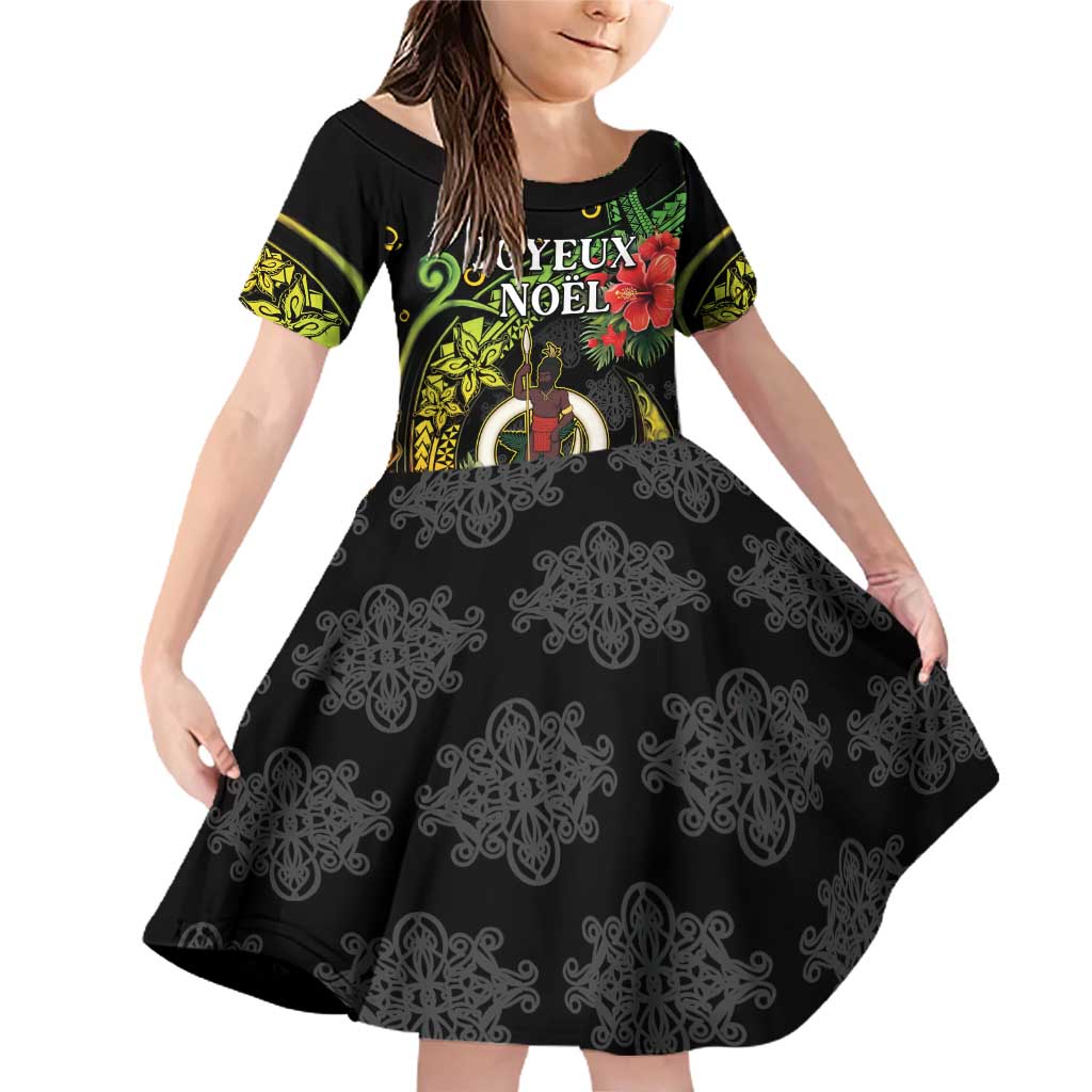 Love Vanuatu Christmas Family Matching Off Shoulder Short Dress and Hawaiian Shirt God Yumi Polynesian Tribal Pattern LT05 Daughter's Dress Black - Polynesian Pride