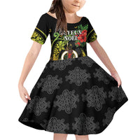 Love Vanuatu Christmas Family Matching Off Shoulder Short Dress and Hawaiian Shirt God Yumi Polynesian Tribal Pattern LT05 Daughter's Dress Black - Polynesian Pride