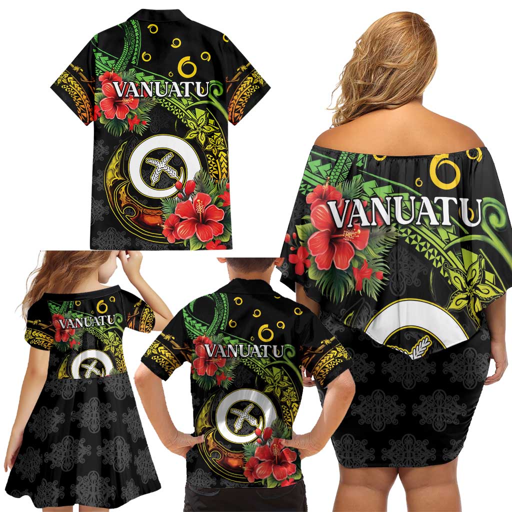 Love Vanuatu Christmas Family Matching Off Shoulder Short Dress and Hawaiian Shirt God Yumi Polynesian Tribal Pattern LT05 - Polynesian Pride