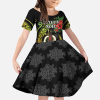 Love Vanuatu Christmas Family Matching Puletasi and Hawaiian Shirt God Yumi Polynesian Tribal Pattern LT05 Daughter's Dress Black - Polynesian Pride