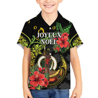 Love Vanuatu Christmas Family Matching Puletasi and Hawaiian Shirt God Yumi Polynesian Tribal Pattern LT05 Son's Shirt Black - Polynesian Pride