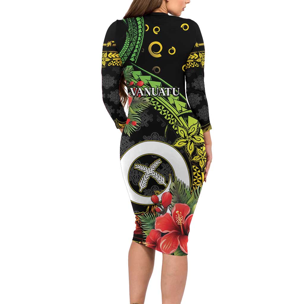 Love Vanuatu Christmas Long Sleeve Bodycon Dress God Yumi Polynesian Tribal Pattern