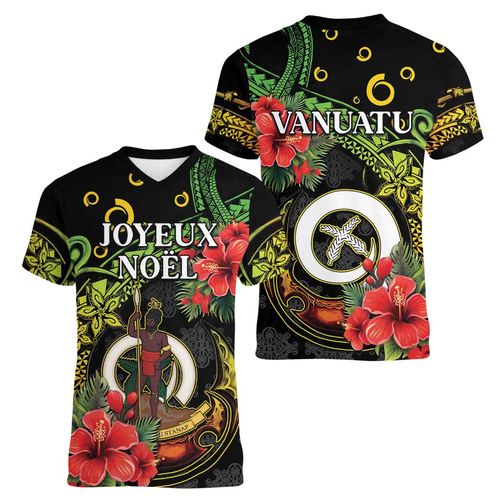 Love Vanuatu Christmas Women V-Neck T-Shirt God Yumi Polynesian Tribal Pattern LT05 - Polynesian Pride