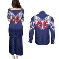 Super Toa Samoa Rugby Custom Couples Matching Puletasi and Long Sleeve Button Shirt Warrior Spirit LT05 - Polynesian Pride