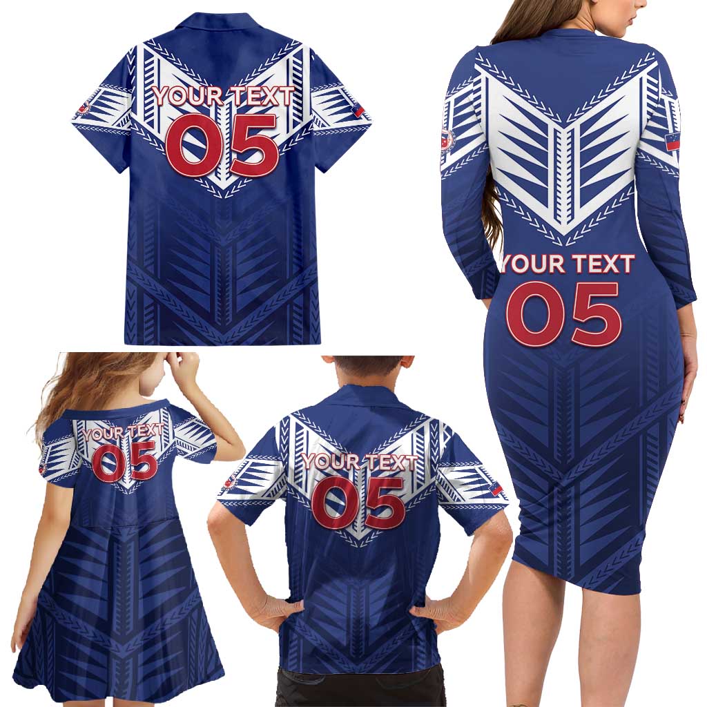 Super Toa Samoa Rugby Custom Family Matching Long Sleeve Bodycon Dress and Hawaiian Shirt Warrior Spirit LT05 - Polynesian Pride
