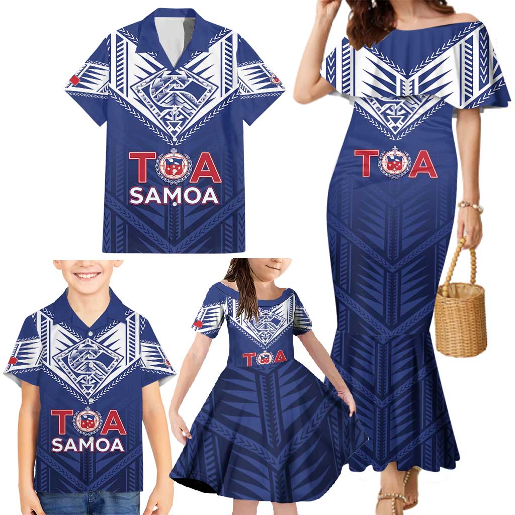 Super Toa Samoa Rugby Custom Family Matching Mermaid Dress and Hawaiian Shirt Warrior Spirit LT05 - Polynesian Pride