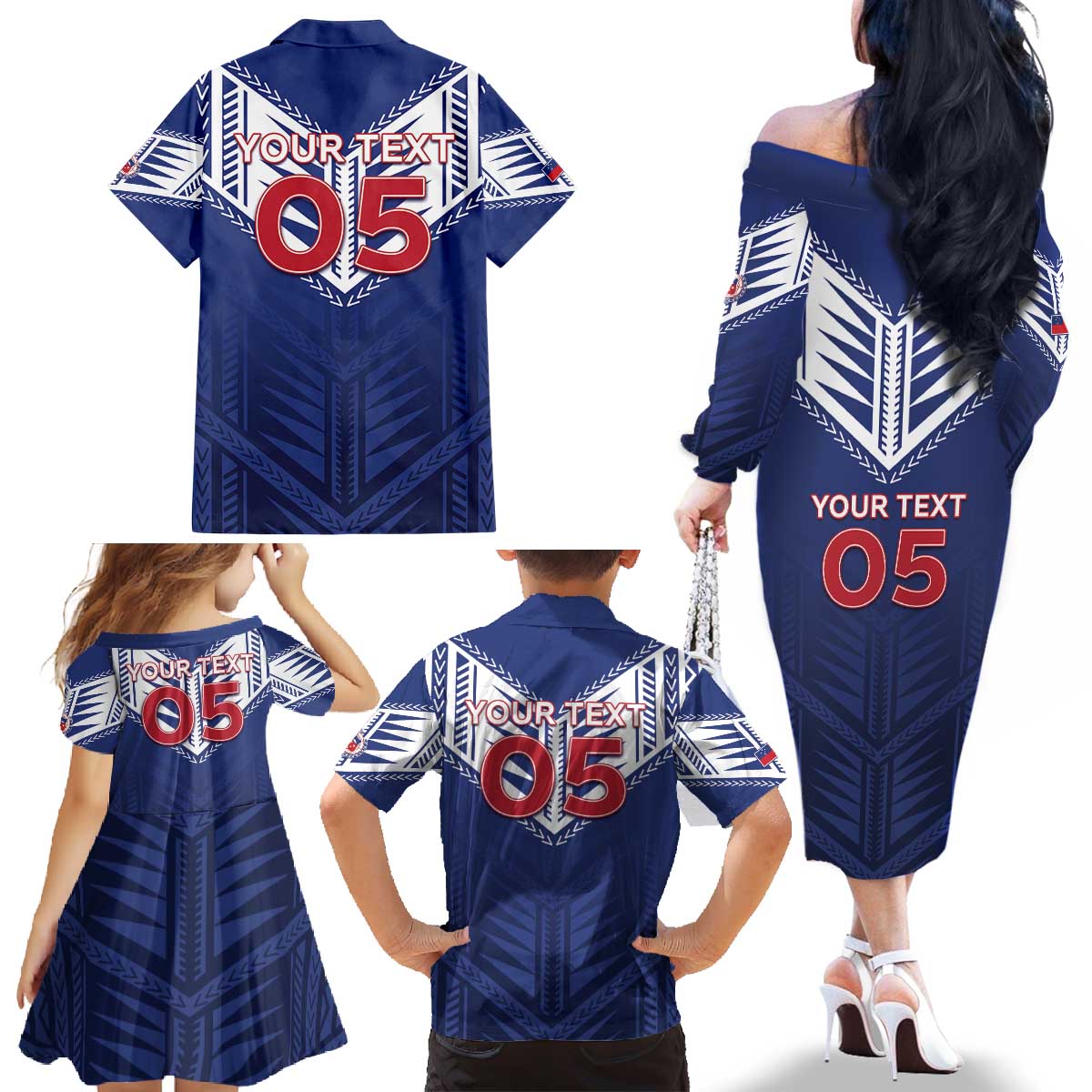 Super Toa Samoa Rugby Custom Family Matching Off The Shoulder Long Sleeve Dress and Hawaiian Shirt Warrior Spirit LT05 - Polynesian Pride