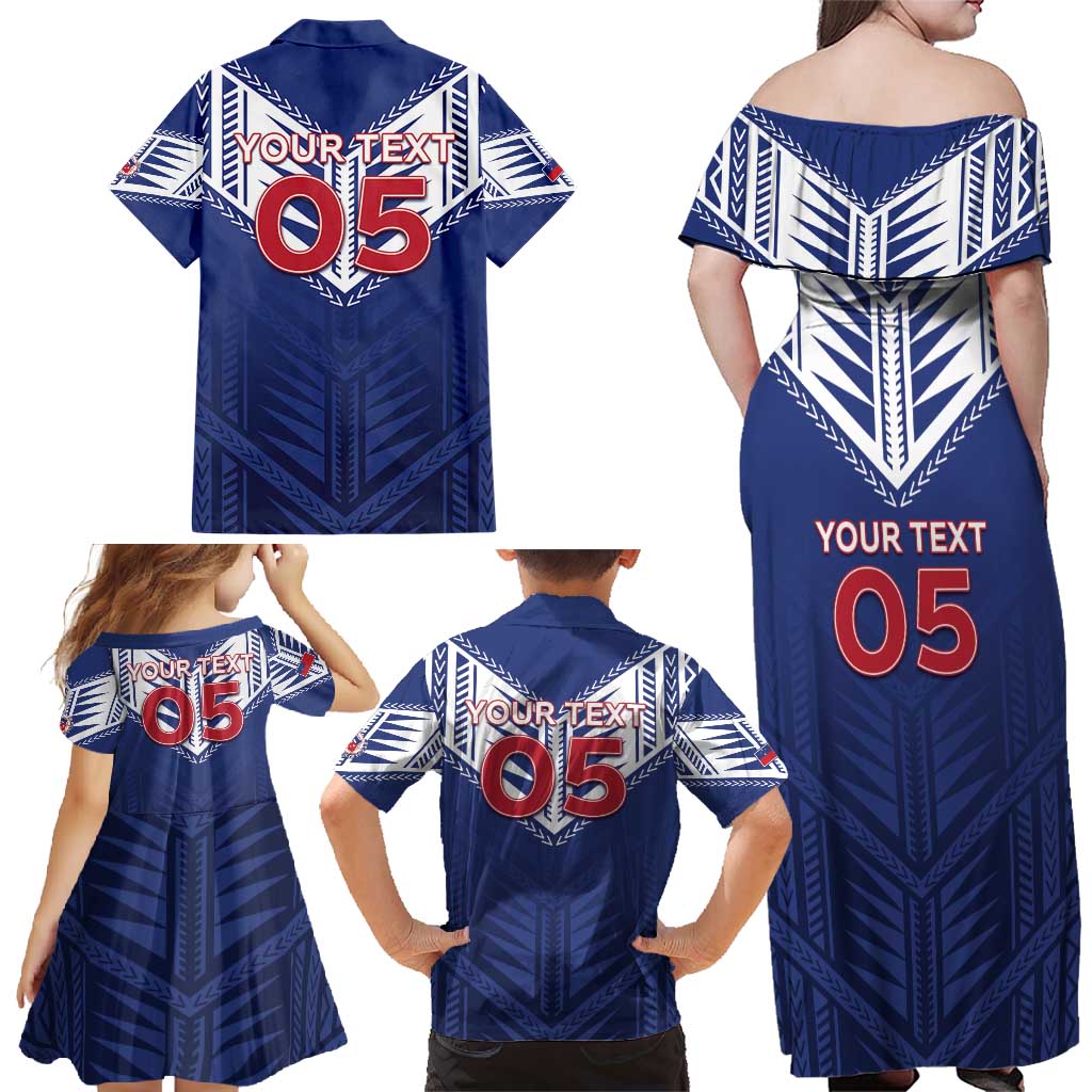 Super Toa Samoa Rugby Custom Family Matching Off Shoulder Maxi Dress and Hawaiian Shirt Warrior Spirit LT05 - Polynesian Pride