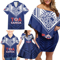 Super Toa Samoa Rugby Custom Family Matching Off Shoulder Short Dress and Hawaiian Shirt Warrior Spirit LT05 - Polynesian Pride