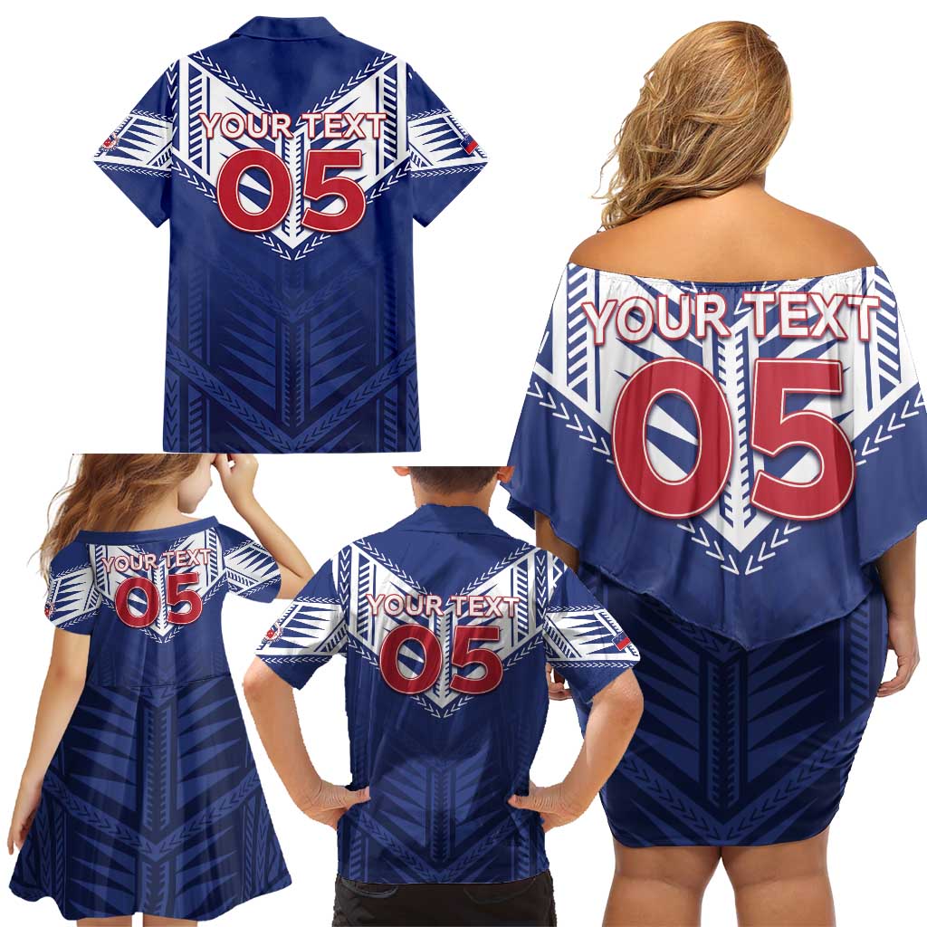 Super Toa Samoa Rugby Custom Family Matching Off Shoulder Short Dress and Hawaiian Shirt Warrior Spirit LT05 - Polynesian Pride