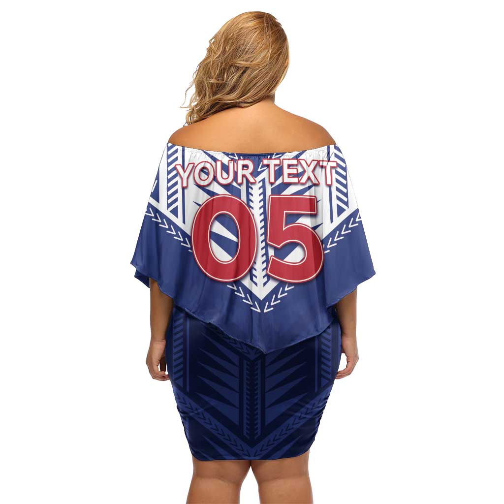 Super Toa Samoa Rugby Custom Family Matching Off Shoulder Short Dress and Hawaiian Shirt Warrior Spirit LT05 - Polynesian Pride