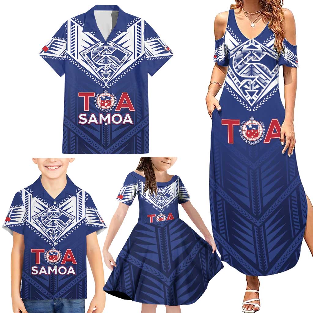 Super Toa Samoa Rugby Custom Family Matching Summer Maxi Dress and Hawaiian Shirt Warrior Spirit LT05 - Polynesian Pride