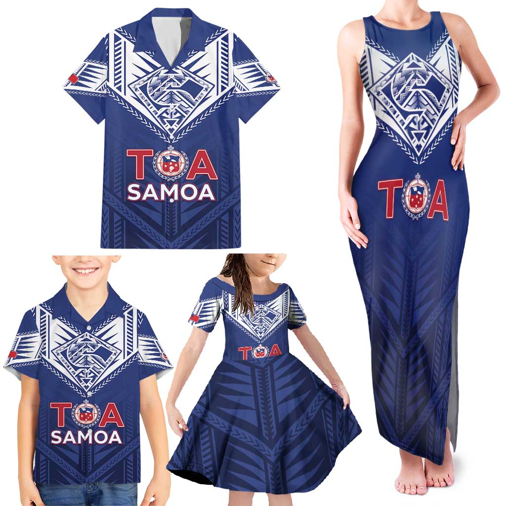 Super Toa Samoa Rugby Custom Family Matching Tank Maxi Dress and Hawaiian Shirt Warrior Spirit LT05 - Polynesian Pride