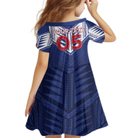 Super Toa Samoa Rugby Custom Kid Short Sleeve Dress Warrior Spirit LT05