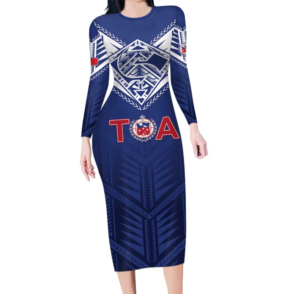 Super Toa Samoa Rugby Custom Long Sleeve Bodycon Dress Warrior Spirit LT05
