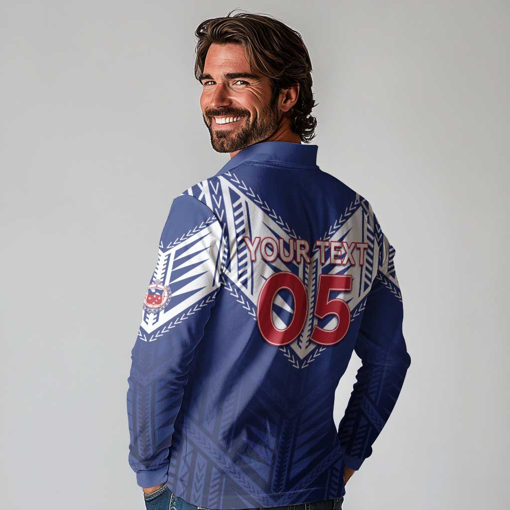 Super Toa Samoa Rugby Custom Long Sleeve Polo Shirt Warrior Spirit LT05 - Polynesian Pride