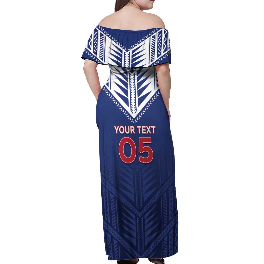 Super Toa Samoa Rugby Custom Off Shoulder Maxi Dress Warrior Spirit LT05 - Polynesian Pride