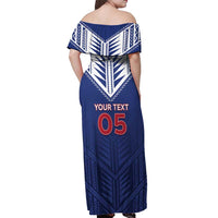Super Toa Samoa Rugby Custom Off Shoulder Maxi Dress Warrior Spirit LT05 - Polynesian Pride