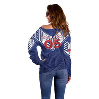 Super Toa Samoa Rugby Custom Off Shoulder Sweater Warrior Spirit LT05