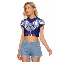 Super Toa Samoa Rugby Custom Raglan Cropped T Shirt Warrior Spirit LT05