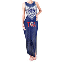 Super Toa Samoa Rugby Custom Tank Maxi Dress Warrior Spirit LT05 Women Blue - Polynesian Pride