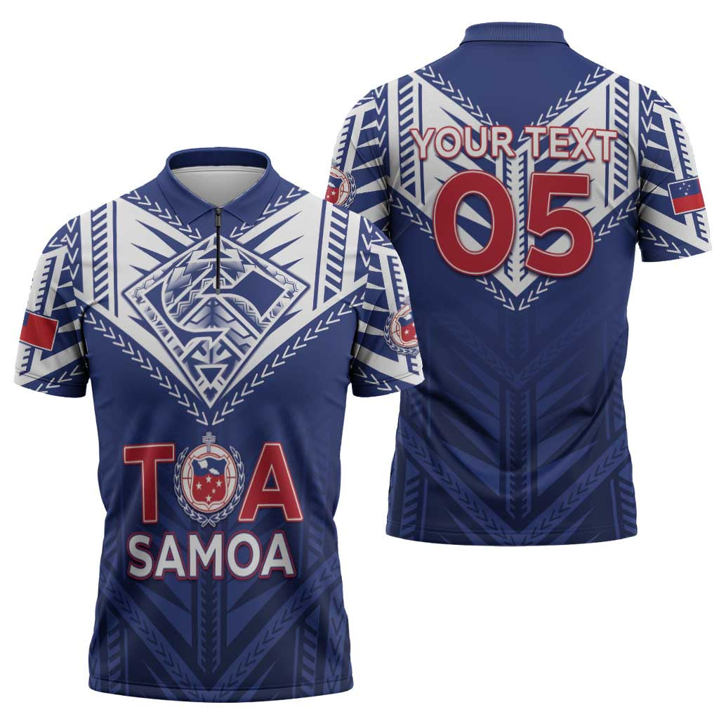 Super Toa Samoa Rugby Custom Zipper Polo Shirt Warrior Spirit LT05 - Polynesian Pride