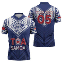 Super Toa Samoa Rugby Custom Zipper Polo Shirt Warrior Spirit LT05 - Polynesian Pride