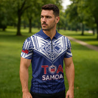 Super Toa Samoa Rugby Custom Zipper Polo Shirt Warrior Spirit LT05 - Polynesian Pride