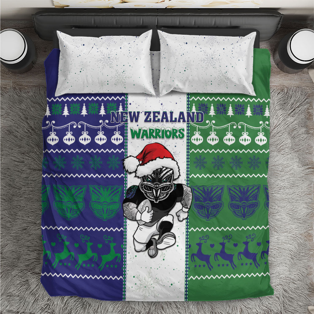 New Zealand Warriors Rugby Christmas Bedding Set Santa Maori Mascot LT05 White - Polynesian Pride