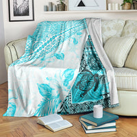 Hawaiian Tapa Blanket Traditional Vintage Pattern Aqua LT05 - Polynesian Pride