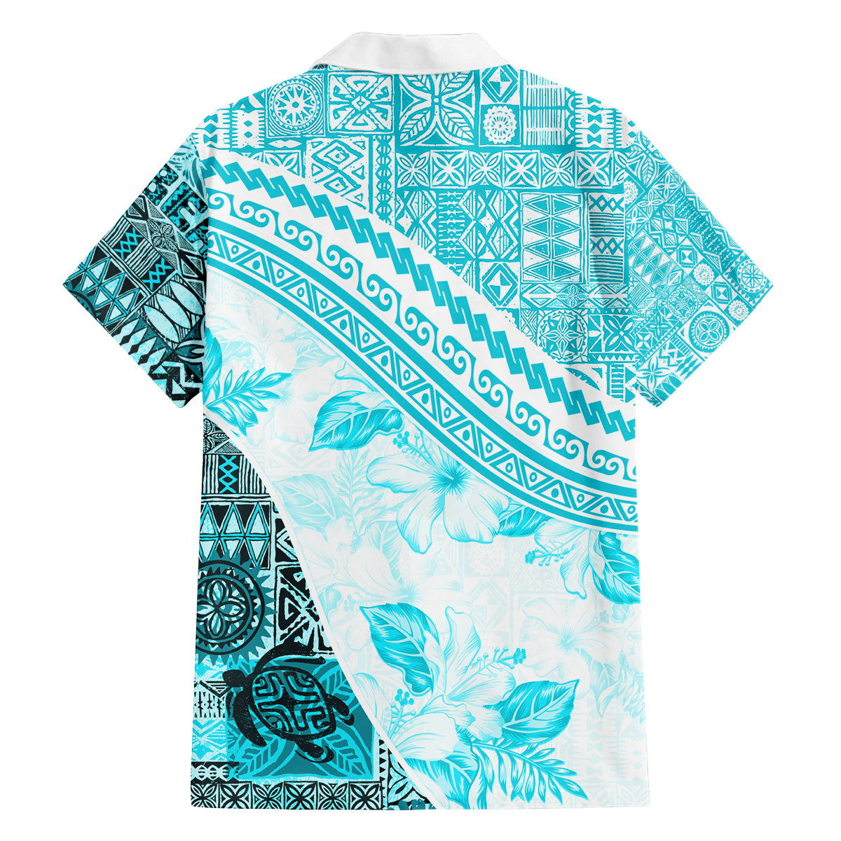 Hawaiian Tapa Family Matching Off Shoulder Maxi Dress and Hawaiian Shirt Traditional Vintage Pattern Aqua LT05 - Polynesian Pride