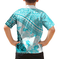 Hawaiian Tapa Kid Hawaiian Shirt Traditional Vintage Pattern Aqua LT05 - Polynesian Pride
