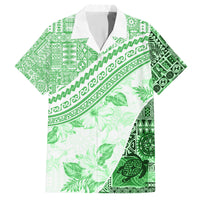 Hawaiian Tapa Family Matching Short Sleeve Bodycon Dress and Hawaiian Shirt Traditional Vintage Pattern Green LT05 Dad's Shirt - Short Sleeve Green - Polynesian Pride