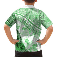 Hawaiian Tapa Kid Hawaiian Shirt Traditional Vintage Pattern Green LT05 - Polynesian Pride