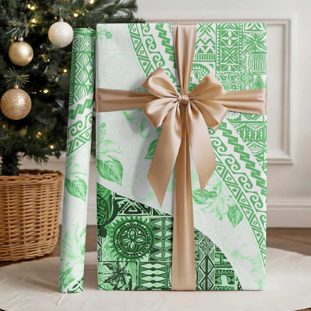 Hawaiian Tapa Wrapping Paper Traditional Vintage Pattern Green - Polynesian Pride