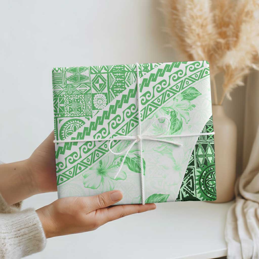 Hawaiian Tapa Wrapping Paper Traditional Vintage Pattern Green - Polynesian Pride