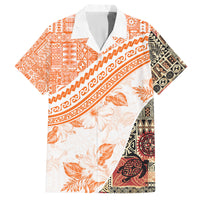 Hawaiian Tapa Family Matching Tank Maxi Dress and Hawaiian Shirt Traditional Vintage Pattern Orange LT05 Dad's Shirt - Short Sleeve Orange - Polynesian Pride