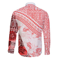 Hawaiian Tapa Family Matching Long Sleeve Bodycon Dress and Hawaiian Shirt Traditional Vintage Pattern Red LT05 - Polynesian Pride