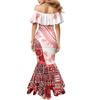 Hawaiian Tapa Mermaid Dress Traditional Vintage Pattern Red LT05 - Polynesian Pride