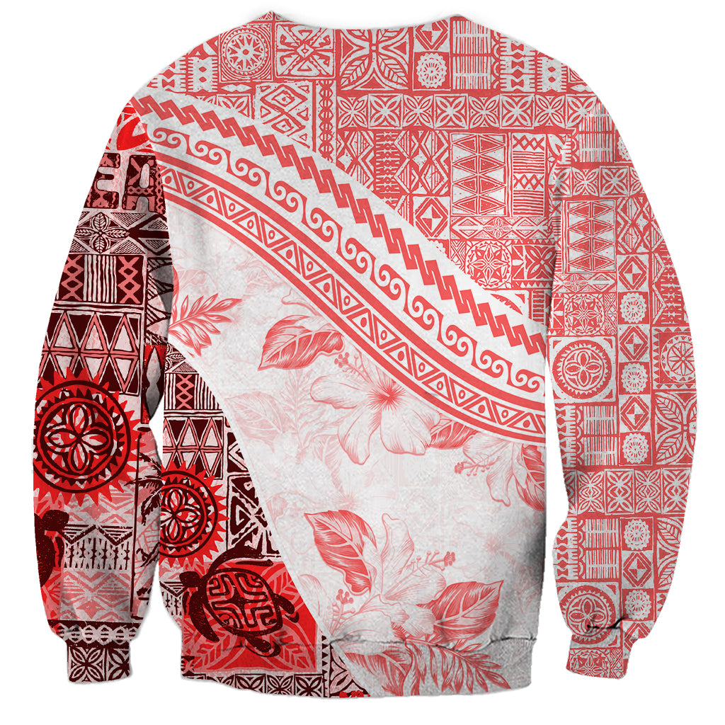 Hawaiian Tapa Sweatshirt Traditional Vintage Pattern Red LT05 - Polynesian Pride