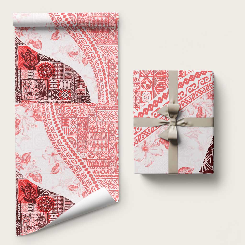 Hawaiian Tapa Wrapping Paper Traditional Vintage Pattern Red - Polynesian Pride