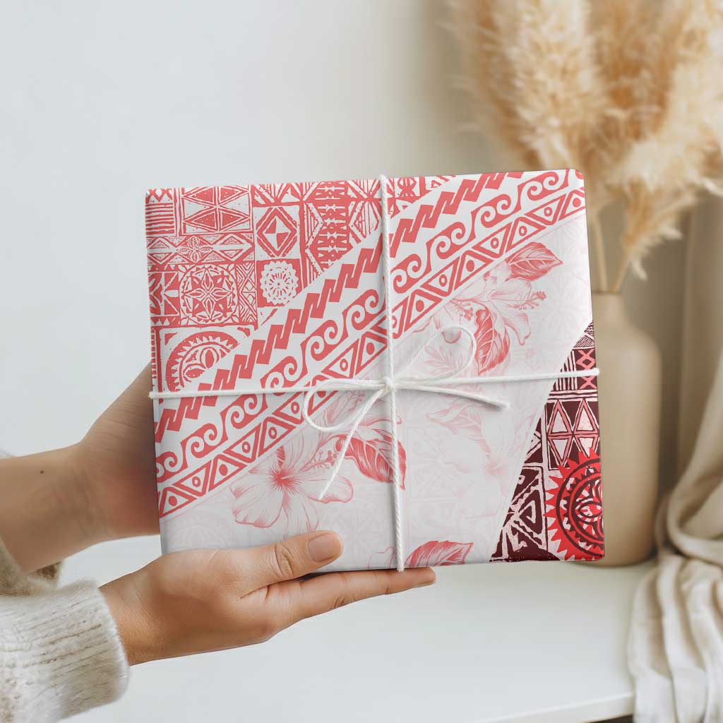 Hawaiian Tapa Wrapping Paper Traditional Vintage Pattern Red - Polynesian Pride