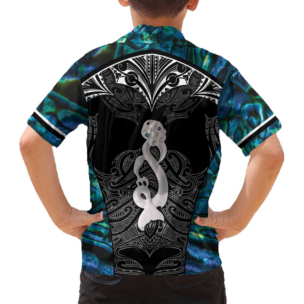 New Zealand Aotearoa Family Matching Long Sleeve Bodycon Dress and Hawaiian Shirt Maori Taniwha Paua Shell LT05 - Polynesian Pride