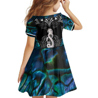 New Zealand Aotearoa Family Matching Off Shoulder Maxi Dress and Hawaiian Shirt Maori Taniwha Paua Shell LT05 - Polynesian Pride