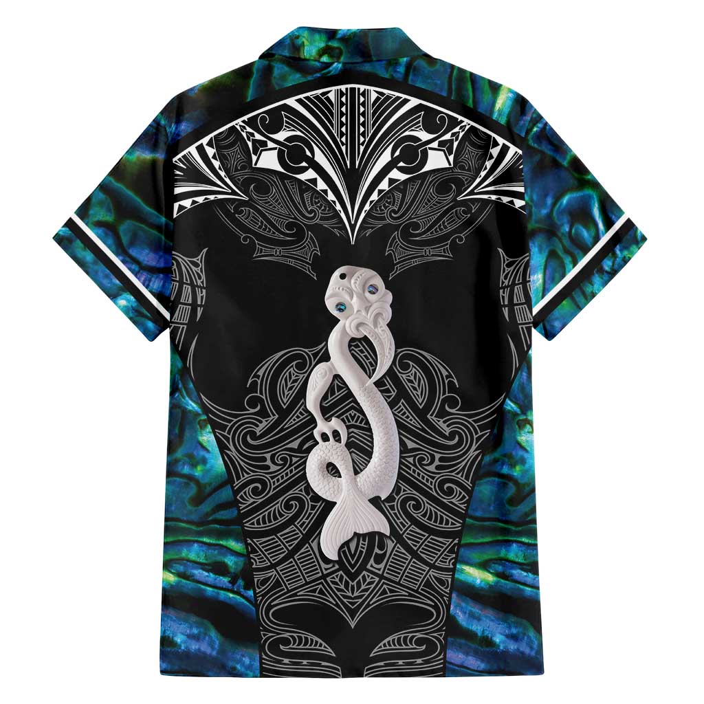 New Zealand Aotearoa Family Matching Off Shoulder Short Dress and Hawaiian Shirt Maori Taniwha Paua Shell LT05 - Polynesian Pride